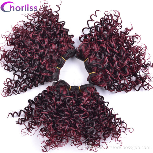 Wholesale Pure Dark Blonde Weave 105g/lot 3pcs/lot Afro Kinky Curly Hair Weaving Synthetic Hair Bundles Extensions Hair Weft